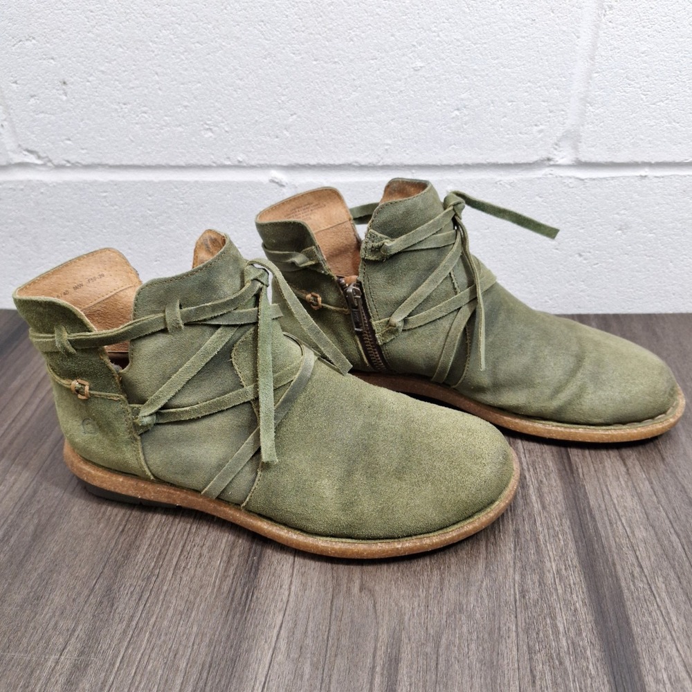 Born Olive Green Suede Ankle Boots - Picture 2 of 10